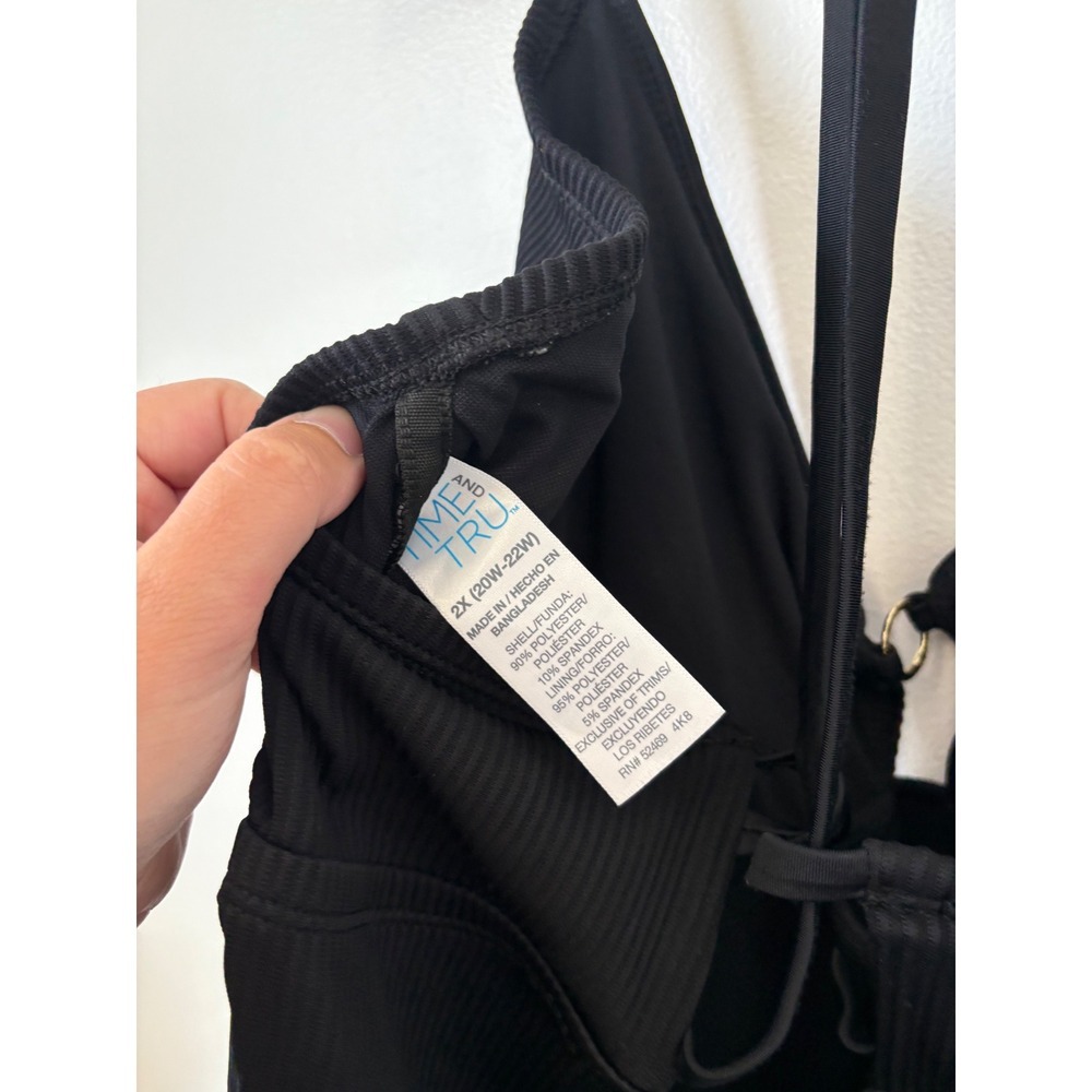 Time and Tru Black Ribbed Tankini – Gold Details – Size 2X - Picture 4 of 4